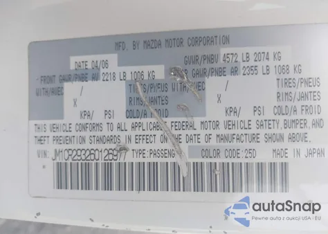 2006 Mazda Mazda5 Sport из США, поврежденный, VIN JM1CR293260126977